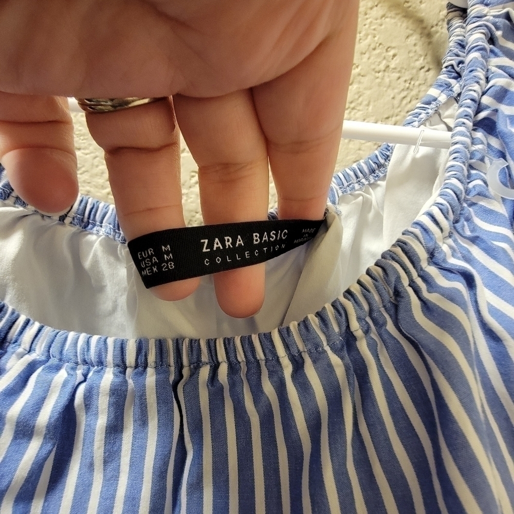 Zara Basic Collection Off The Shoulder Striped Bl… - image 3